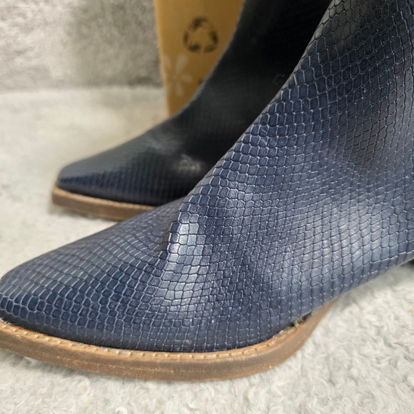 We the Free People Leather Cowboy Boots Oceano Blue Snake Embossed EU 41 10 NEW - Picture 3 of 11